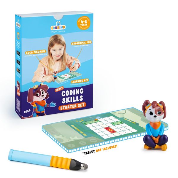 EDURINO Luca Starter Set - Coding Skills Games, Logical Thinking, Pattern Recognition - Educational Toy for Kids 4+ - Includes 1 x Luca, Ergonomic Pen, App Access, Problem-Solving, Handwriting