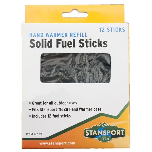 12 Pack Solid Charcoal Fuel Hand Warmer Refill Sticks Emergency Cold Survival