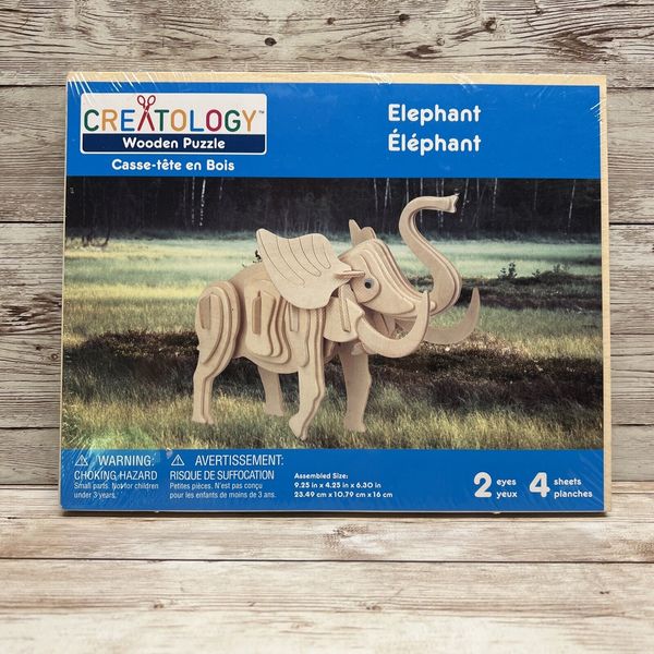 Creatology Wooden 3D Puzzle ELEPHANT 9.25"x4.25"x6.30"