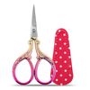Embroidery Scissors Small, Sewing Scissors Small Craft Scissors Stainless Steel Tailoring Scissors Sharp Needlework Scissors with PU Protective Cover (Rose)