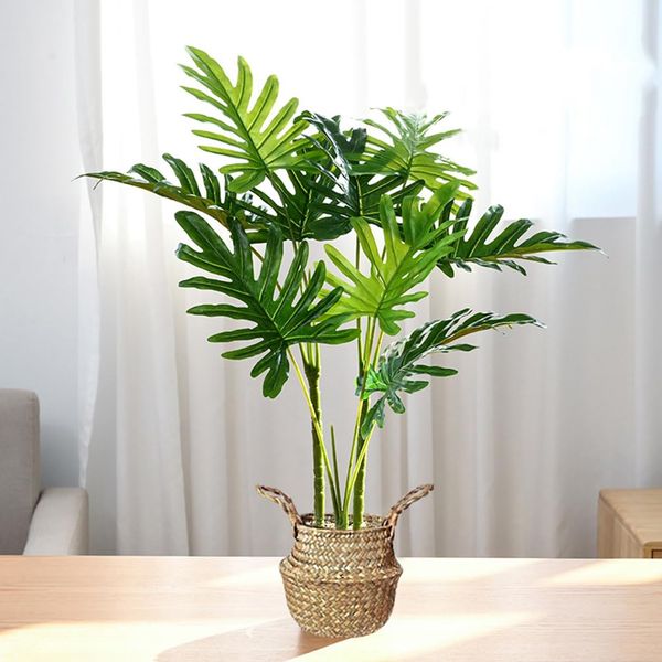 Fake Green Artificial House Plant, Photocatalyst, Large Ornamental Tree, Height 25.6 inches (65 cm), Interior Pot, Not Removable, Easy to Maintain, Indoor, Home, Sunshade, Balcony, Wedding, Contemporary Decor, Moving Gift (Spring Feather)