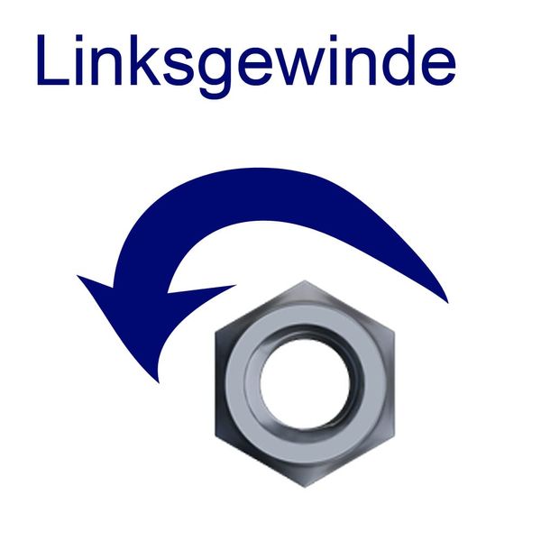 Nuts with left-hand thread, DIN 934, galvanised steel, hexagonal nut left (M20, 1)