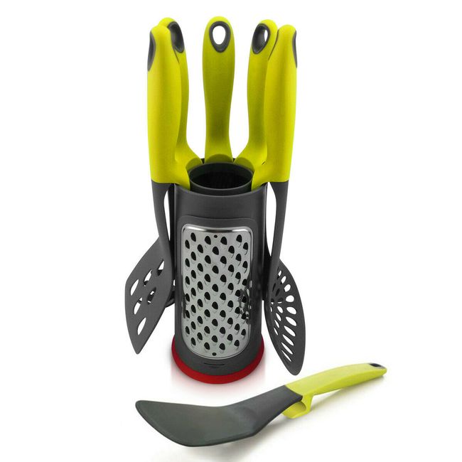 Ovente Nylon Kitchen Tools Set with 2 in 1 Hang Stand and Grater KT1901001G