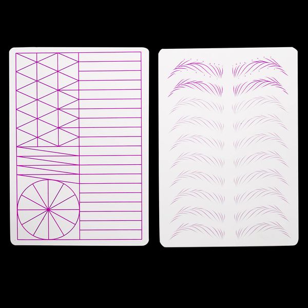 3pcs White Practice Skin Double Sides Eyebrow Tattoo Skin Practice with Purple Lines Durable and Realistic Training Tool for Design and Tattooing Skills Practice