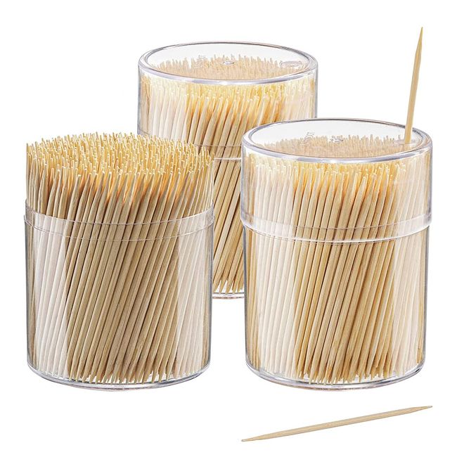 Comfy Package, Bamboo Wooden Toothpicks Wood Round Double-Points Tooth Picks [1500 Count]