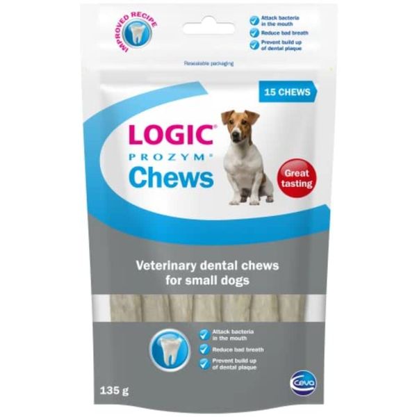 Logic Prozym Chews | Dental Chews For Dogs And Puppies Over 6 Months | Logic Chews Small Dog & Puppy | Dog Dental Chews For Tooth Care | Low Calorie Dog Chews | 15 Dog Dental Chews Small Neutral