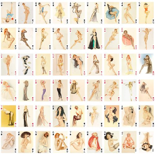 FLONZGIFT Pinup Girls Playing Cards (Poker Deck 54 Cards All Different) Vintage Retro Classic Pin Up Girls by Alberto Vargas