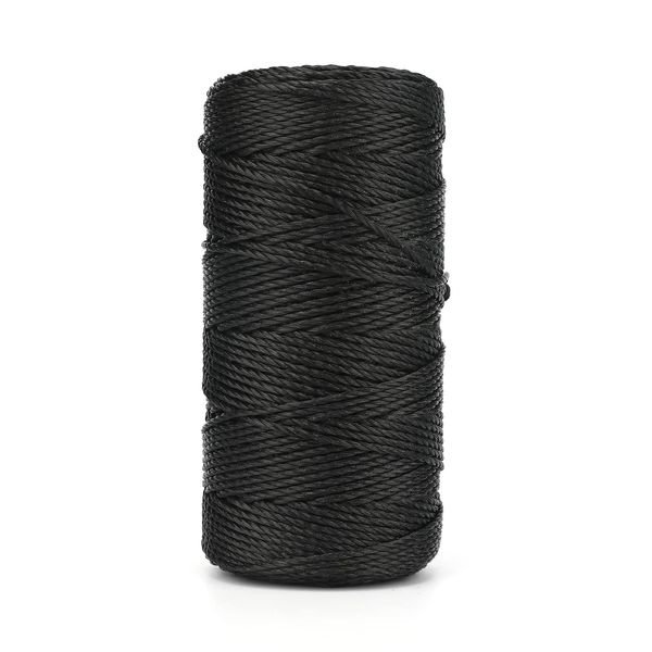 KINGLAKE 2mm Black Nylon String Cord, 130m Twist Nylon Brick Line, Strong Builders String Line, Waterproof Mason Nylon Line for Bricklaying, Masonry, Net Repairing, Gardening, Marking, DIY Crafts