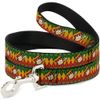 Buckle-Down Pet Leash - Smoking Monkey Repeat Argyle Rasta - 4 Feet Long - 1" Wide