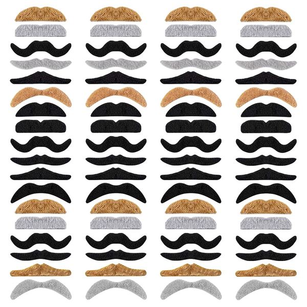 Ysanciuu 72 Pieces Novelty Fake Mustaches,Self Adhesive Costume Accessories Halloween Fake Whisker Masquerade Party Supplies for Birthday and Performance