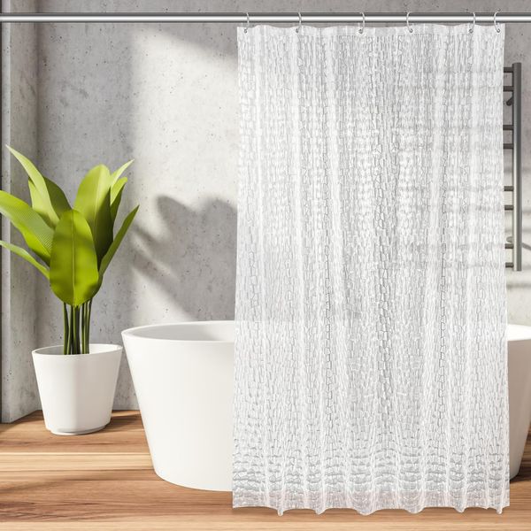 OTraki Shower Curtain Transparent Mildew Resistant Waterproof Bathroom Curtain with Rings Easy to Install Bath Curtain Clear 3D Divider 0.9 Meters Blindfold Clear Clean Unit Bath Privacy Protection