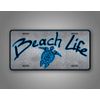 Beach Life License Plate Tropical Turtle Themed Silver Auto Tag