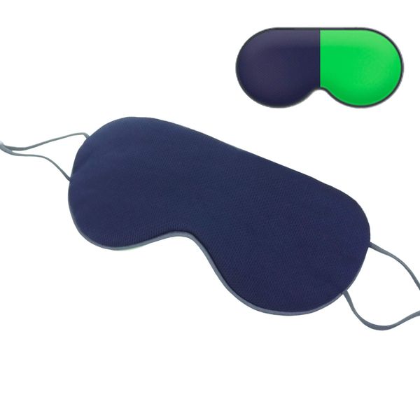 Sleep Mask, DMaos Sleep Aid Super Soft Lightweight Eye Pillow, Milk Silk and Warm Cloth Sides, Adjustable Slip-Hold Strap on Ears (Navy Blue + Green)