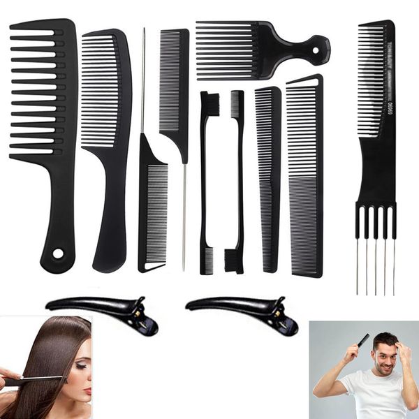 ANROI Profi Frisierkamm Set mit 12 Stück, Afro Kamm, Haarschneidekamm, Frisierwerkzeug - Perfekt für Männer, Barbier und Friseur, Haarlängen und Frisuren