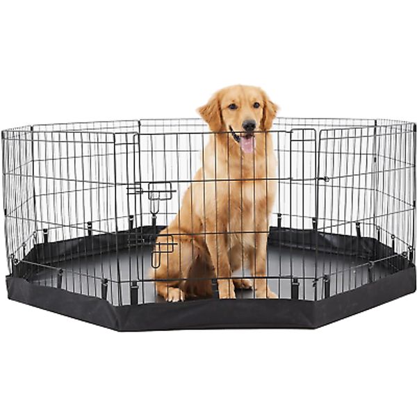 Foldable Exercise Metal Pet Playpen with Door and Bottom Pad, Dog Fence, Puppy P