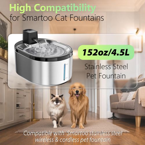 TOGGATH 12+12 Pcs Cat Water Fountain Filters Replacement Compatible with Smartoo 152oz/4.5L Wireless Cat Fountain, Pet Water Fountain Filter with Pre-Filter Sponges