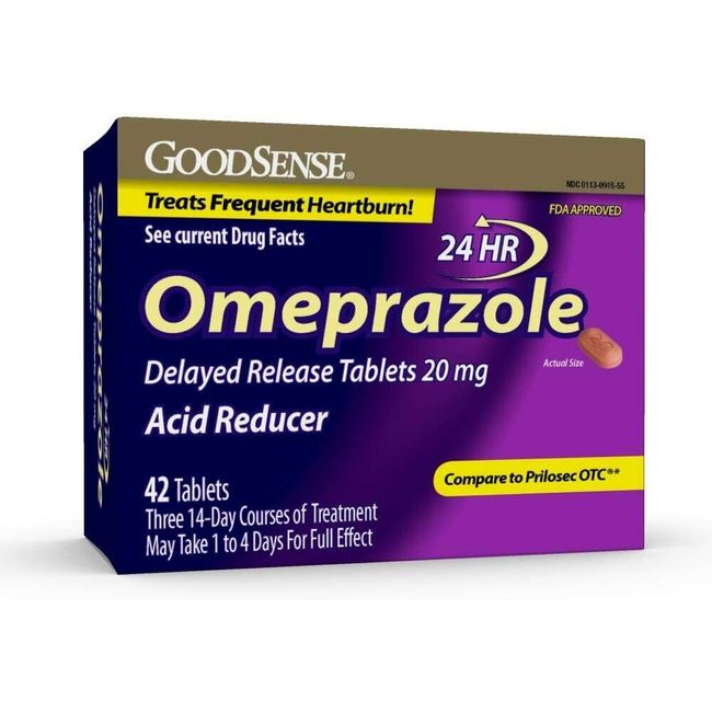 GoodSense Omeprazole Delayed Release Acid Reducer 20mg Tablets (42 Count)