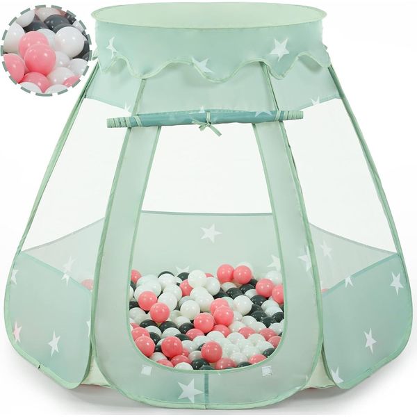 Ball Pit Tent with 50 Balls For Toddlers,/White/Gray Princess Playhouse