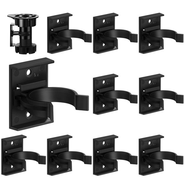 HOTOP 10 Sets of Bath Panel Clips Kitchen Plinth Clips Kick Board Clips 30-31 mm/ 1.18-1.22 Inch Diameter Strong with Attaching Bracket Adjustable for Kitchen Cabinets Bed Legs, Black