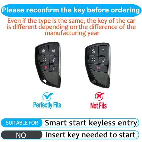 Sindeda for Chevrolet Key Fob Cover with Keychain Soft Full Protection Key Shell Key Case Compatible with 2021-2025 GMC Yukon Tahoe Suburban 1500 2500HD 3500HD 6-Buttons (Silver)