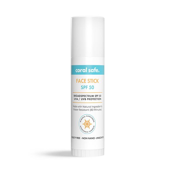 Reef Safe Sunscreen SPF50 Facestick - Hawaii & Mexico Approved, Biodegradable, Zinc, Vitamin E, Oxybenzone & Octinoxate Free, Water Resistant, Natural Ingredients, Made in USA by Coral Safe