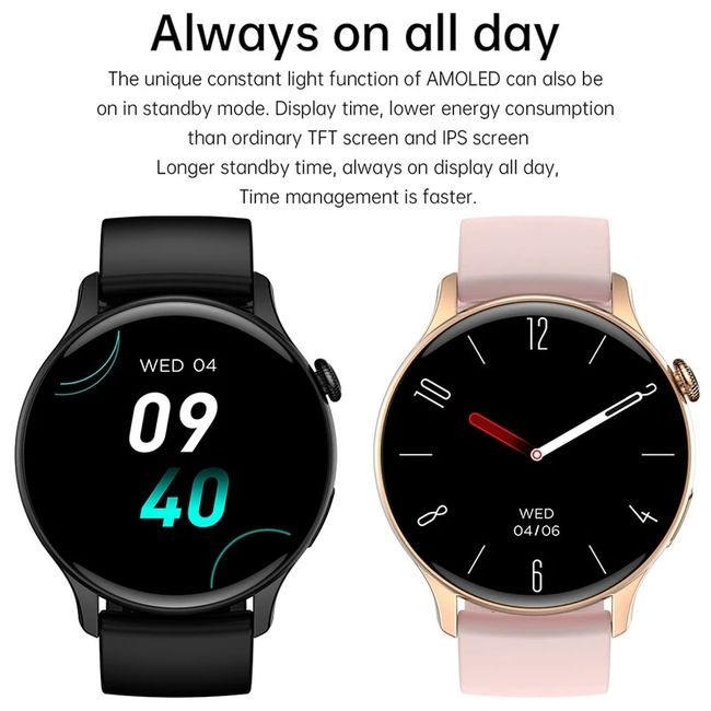 Cheap 2023 NFC Bluetooth Call Smartwatch Women AMOLED 1.43 HD Screen  Always display the time Voice Assistant Smart Watch Suitable For Xiaomi  Apple Phone