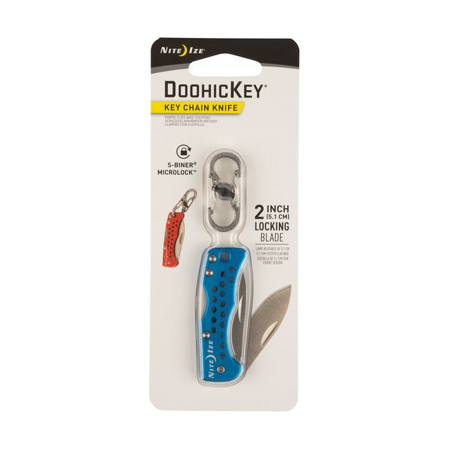 Nite Ize DoohicKey Key Chain Knife, Folding Pocket Knife for Keychain, Blue