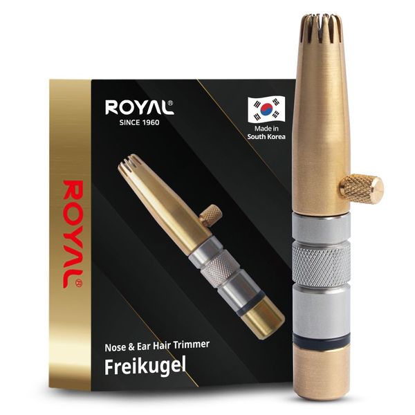 Royal Premium Men's "Fly Kugel" Hand Operated Nose Hair Cutter, No Battery, Brass & Stainless Steel, Waterproof, Painless, Patented Mechanism ET-32