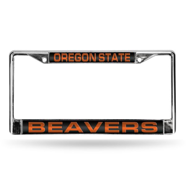 NCAA Oregon State Beavers Laser Cut Inlaid Standard Chrome License Plate Frame