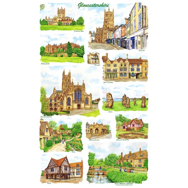 Kevin Robinson Collection Gloucestershire Tea Towel