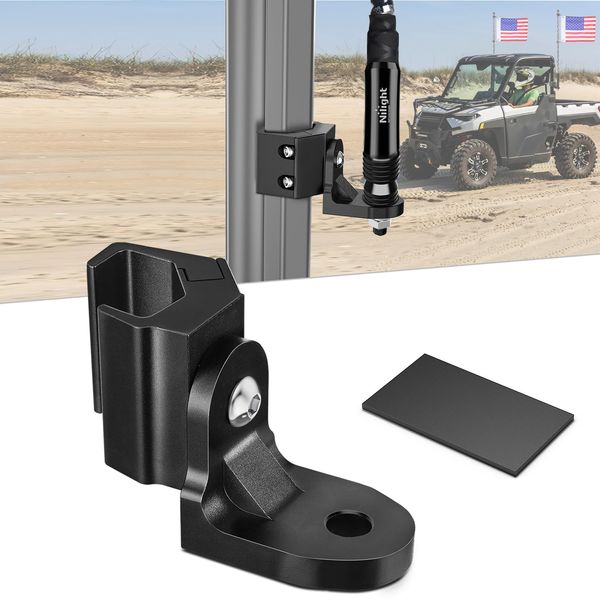 Nilight UTV Whip Light Mount Flag Antenna Mounting Bracket Adjustable for Pro-fit Cage Compatible with Polaris Ranger General Can am Defender Commander Maverick Trail/Sport, 2 Years Warranty