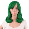 MapofBeauty 16 Inch/40 cm Short Side Bangs Medium Curly Wig (Grass Green)