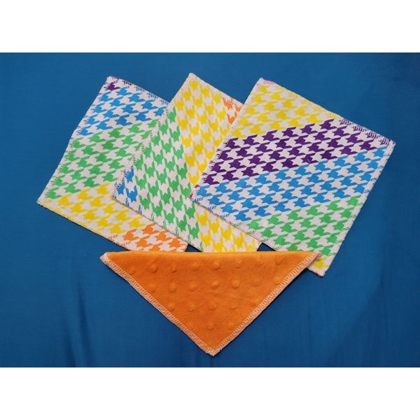 12- Double-sided reusable Flannel and Minky face wipes, hand cloths, baby wipes.