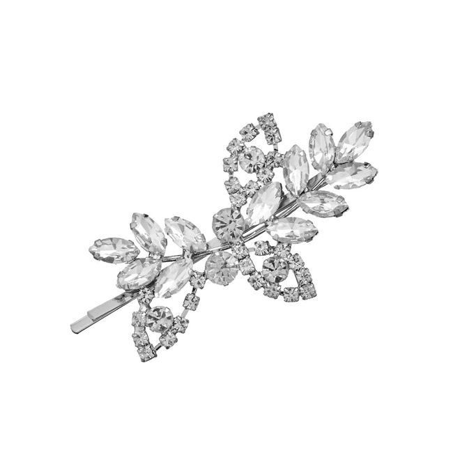 PLABBDPL Braut Hochzeit Haarkamm Haarnadel Kristall Haarschmuck Braut Haarteile, Braut Hochzeit Haarkämme Blume Kopfschmuck Braut Kristall Blatt Haarschmuck für Frauen und Mädchen, Silber