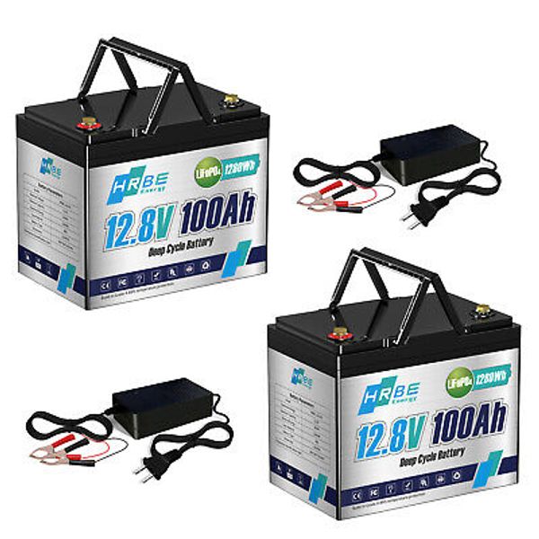 2PCS 12V 100Ah LiFePO4 Lithium Battery BMS for Solar RV Off-grid Trolling Motor