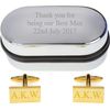 Personalised Engraved Gold Coloured Rectangle Cufflinks in Gift Box