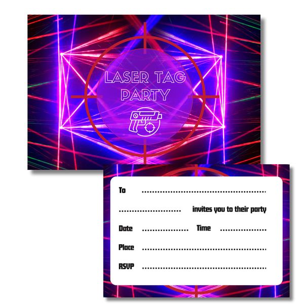 LimaLima Laser Tag Birthday Party Invitations For Boys Pack 12 Invites With Peel & Seal Envelopes WRITE ON