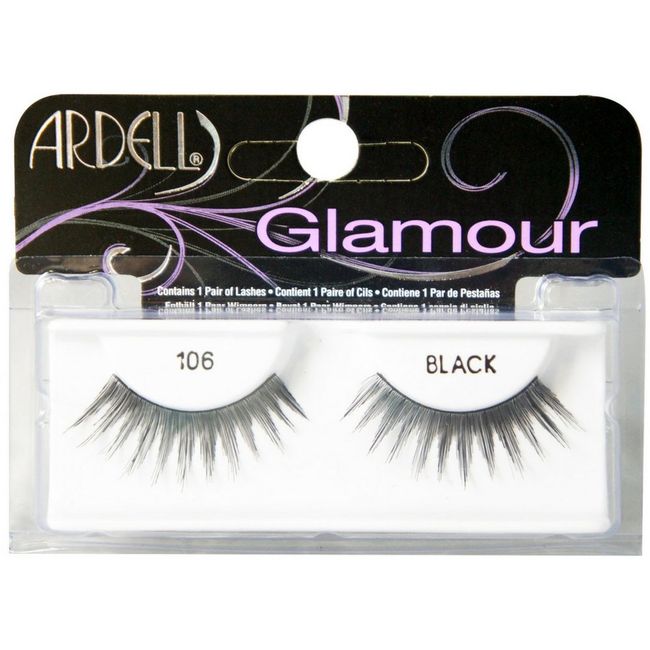 Ardell Glamour Eye Lashes, Black [106] 1 ea (Pack of 4)