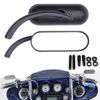 Pair Black Mini Oval Mirrors Set For Harley Davidson Dyna Softail Touring XL
