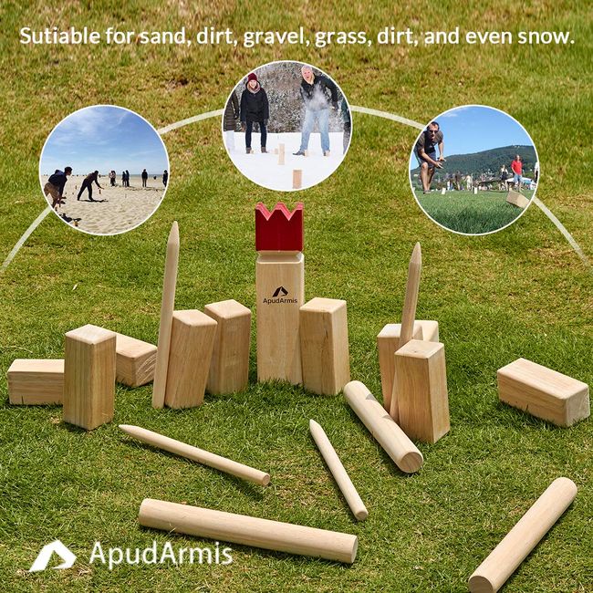  GETMOVIN SPORTS Kubb Premium Rubberwood Set, Viking Chess Fun  Outdoor Yard Game, Giant Board Game for The Beach, Lawn, or Party : Sports  & Outdoors