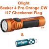Olight Seeker 4 Pro Orange CW Flashlight & I17 Checked Flag