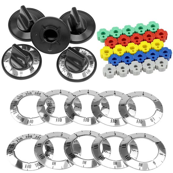 Fetechmate Universal Range Knob Kit KN002 RKE Universal Stove Knob Compatible with Universal Electric Gas Stove -Replacement for RK103 MA-XP6 AP5641247 TJKN002&RK103