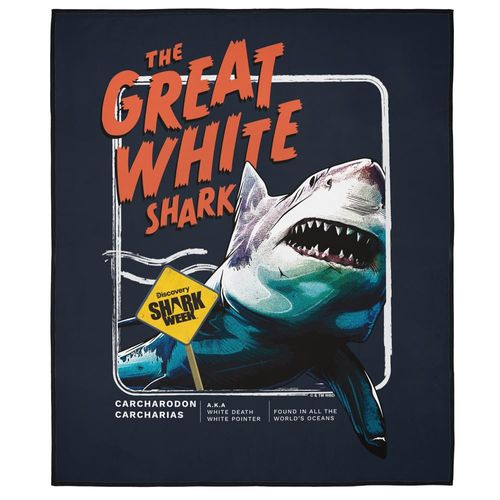 LOGOVISION Shark Week: Television Series Blanket, 50x60 Great White Picnic Outdoor Foldable Blanket for Picnic, Beach, Camping, Park, Tailgate