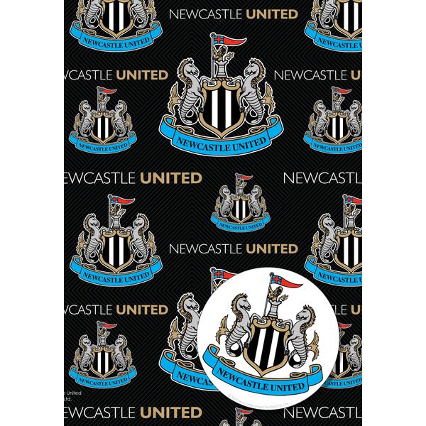 DANILO PROMOTIONS LIMITED Newcastle United FC Wrapping Paper 2 Sheets 2 Tags, Newcastle United Football Gift Wrap