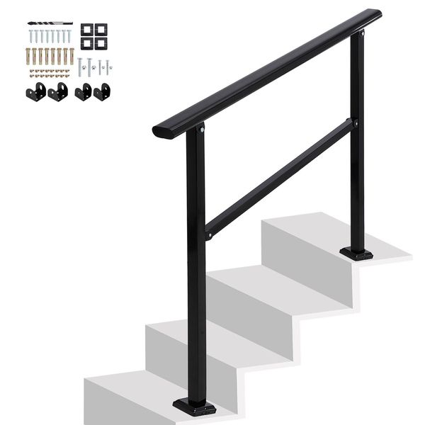 Outdoor Handrails Fits 1 to 4 Steps for Outdoor Concrete & Porch & Mixed Step