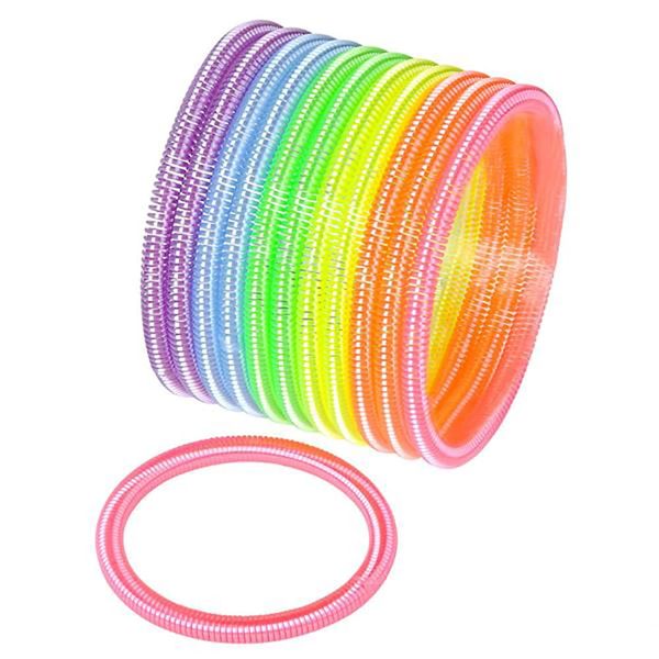 The Dreidel Company Neon Coil Spring Bracelet, 4" Circle Shaped Coils, Neon Colors Magic Spring Toy, Party Favor for Kids, Girls, Boys (12-Pack)