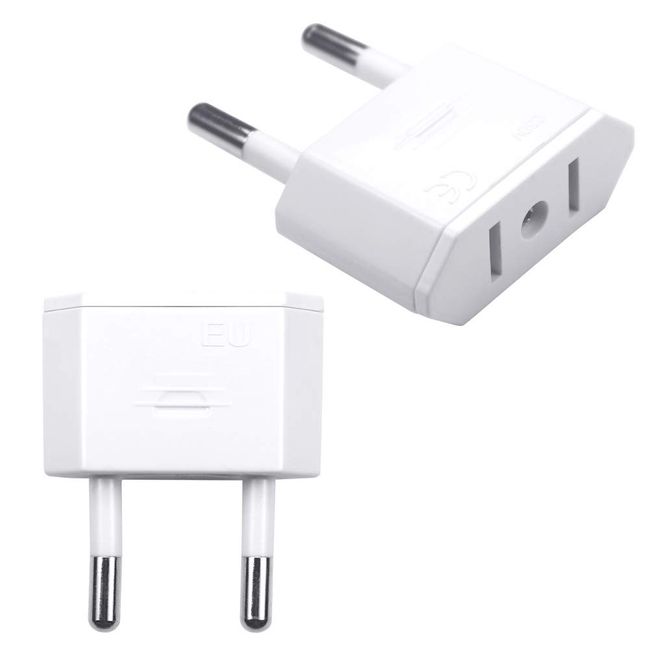 lingzaling European Outlet Converter Adapter for Overseas Travel, Power Conversion Plug, C Type, Set of 2 (White)