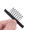 24 pcs/lot Wig Combs 7-teeth Wig Clips Steel Teeth Polyester Durable Cloth Wig Combs for Hairpiece Caps Wig Accessories Tools (Black)