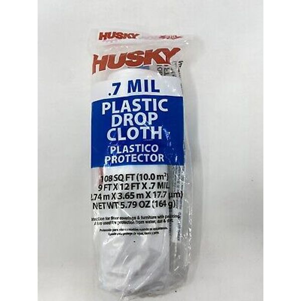 Husky Film Products Husky Plastic Drop Cloth .7mil 9X12 Ft 108 Sq Ft Made in US