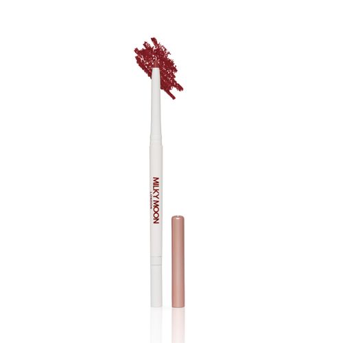 Milky Moon London Smooth Glide Cream Lip Liner, Rich Pigment, Longlasting Matte Formula with Sharpener and Brush for Precision, Merlot